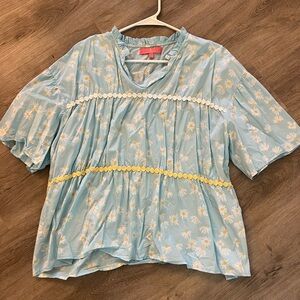 Simply Southern Light Blue Floral Blouse